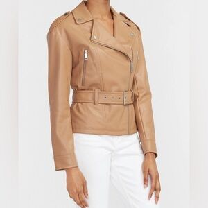NWT Express Camel Faux Leather Moto Jacket